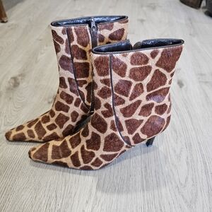 SOLD - Giraffe Print Ankle Boots